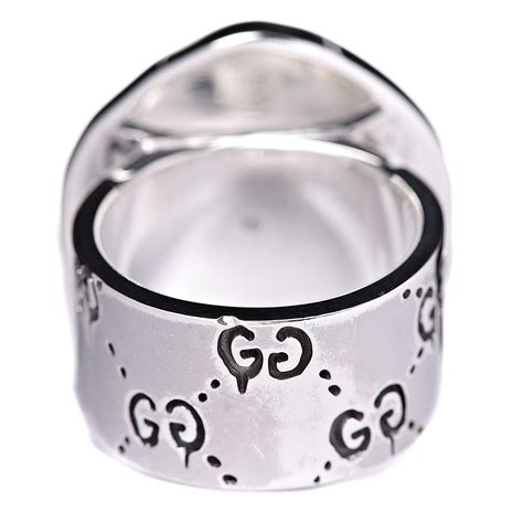 gucci ghost skull ring in silver